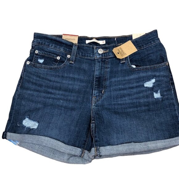 LEVIS WOMEN MID‎ LENGTH DISTRESSED DENIM  CUFFED SHORTS NEW WITH TAG - Picture 11 of 13